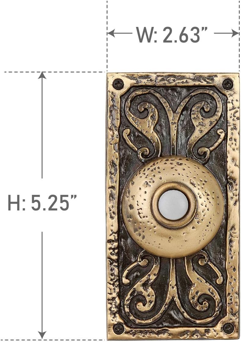 Craftmade PB3037-BB Designer Surface Mount Lighted Doorbell LED Push Button, Burnished Brass (5.25"H x 2.63"W) - Image 2